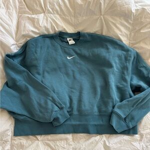 Nike Teal Blue Crewneck Sweatshirt with White Swoosh ***Womens***